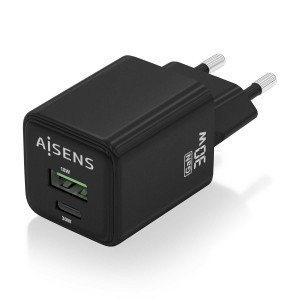 CARGADOR AISENS GAN 30W 1XUSB-C PD3.0 QC4.0 1XUSB-A QC3.0 NEGRO 2