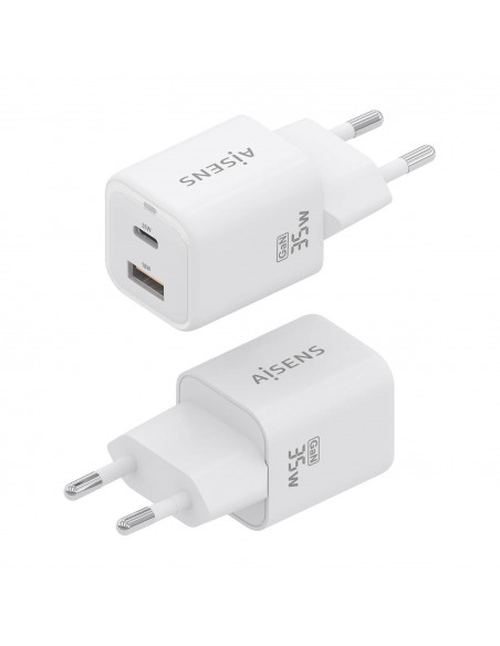 CARGADOR AISENS GAN 35W 1XUSB-C PD3.0 QC4.0 1XUSB-A QC3.0 BLANCO