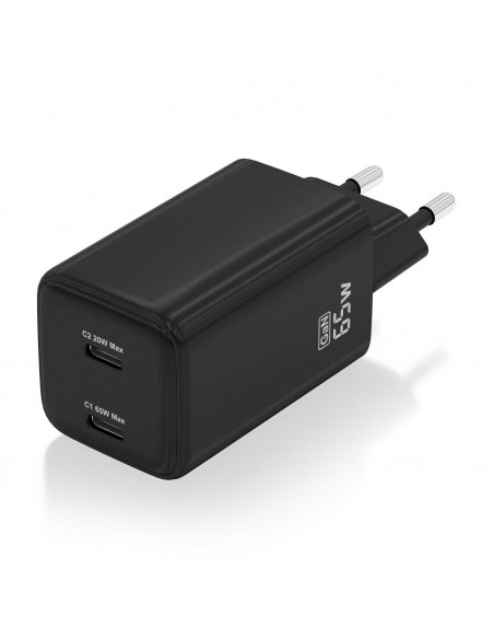 CARGADOR AISENS GAN 65W 2XUSB-C PD3.0 QC4.0 NEGRO