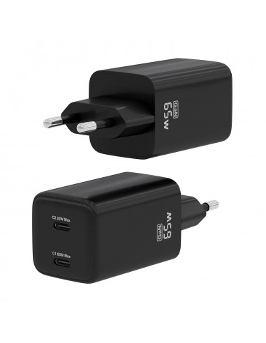 CARGADOR AISENS GAN 65W 2XUSB-C PD3.0 QC4.0 NEGRO