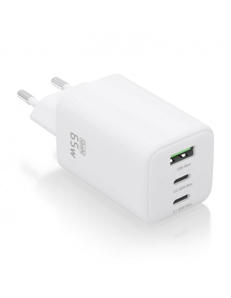 CARGADOR AISENS GAN 65W 2XUSB-C PD3.0 QC4.0 1XUSB-A QC3.0 BLANCO