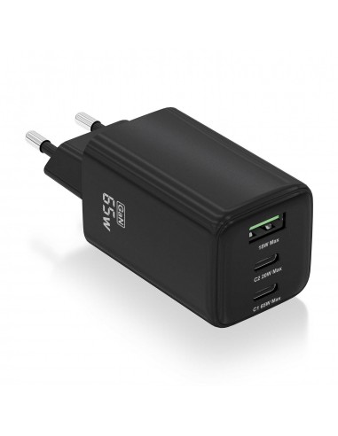 CARGADOR AISENS GAN 65W 2XUSB-C PD3.0 QC4.0 1XUSB-A QC3.0 NEGRO
