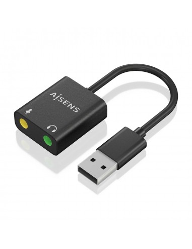CONVERSOR AISENS USB-A A AUDIO 48KHZ USB-A M-2XJACK 3.5 H NEGRO 10CM