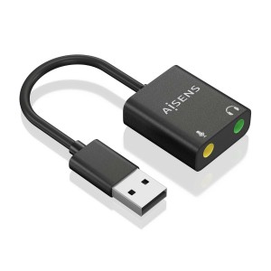 CONVERSOR AISENS USB-A A AUDIO 48KHZ USB-A M-2XJACK 3.5 H NEGRO 10CM 2