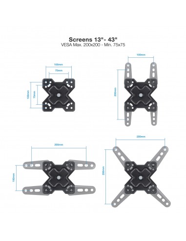 SOPORTE TOOQ PARED PANTALLAS 13-43" GIRA INCLI NEGRO