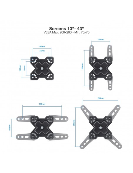 SOPORTE TOOQ PARED PANTALLAS 13-43" GIRA INCLI NEGRO