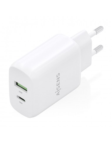 CARGADOR AISENS GAN 30W, 1XUSB-C PD3.0 QC4.0, 1XUSB-A QC3.0, BLANCO