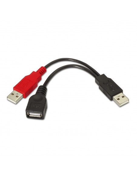 CABLE AISENS USB 2.0 A M+A ALIMENTACION M-A H NEGRO 15CM