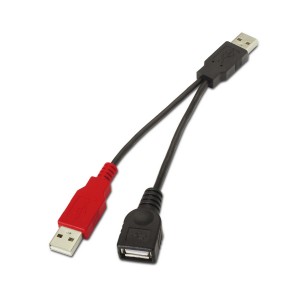 CABLE AISENS USB 2.0 A M+A ALIMENTACION M-A H NEGRO 15CM 2