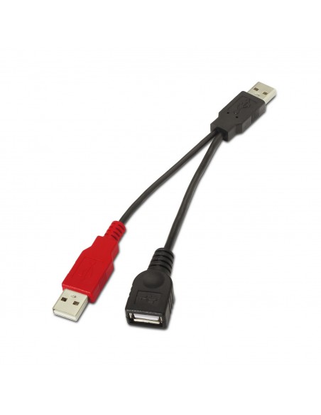 CABLE AISENS USB 2.0 A M+A ALIMENTACION M-A H NEGRO 15CM