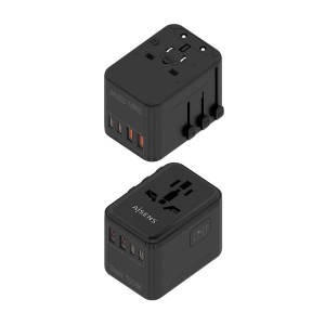 ADAPTADOR AISENS ENCHUFE UNIVERSAL VIAJE CARGADOR USB GAN 25W NEGRO 2