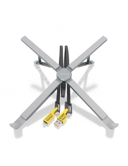 SOPORTE AISENS SOBREMESA AJUSTABLE PORTATIL TABLET USB-C DOCK GRIS