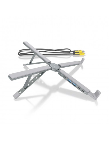 SOPORTE AISENS SOBREMESA AJUSTABLE PORTATIL TABLET USB-C DOCK GRIS