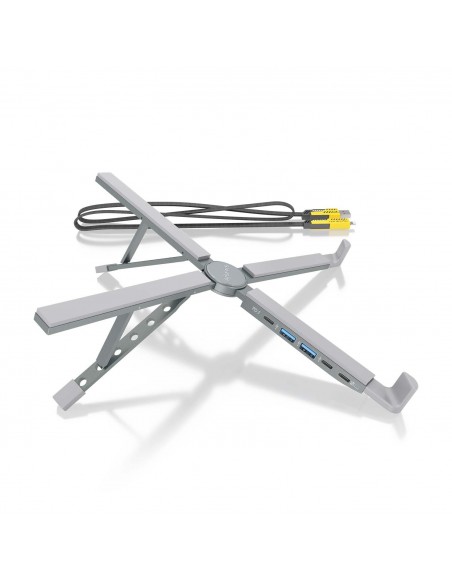 SOPORTE AISENS SOBREMESA AJUSTABLE PORTATIL TABLET USB-C DOCK GRIS