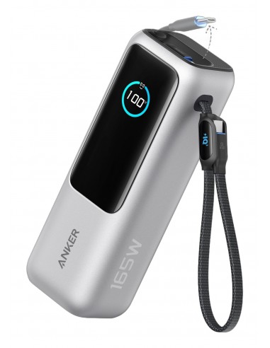 POWER BANK ANKER 25K 165W BUILT-IN USB C CABLE RETRACTIL SILVER