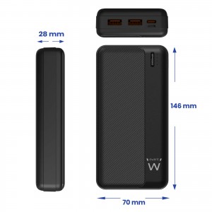 POWER BANK EWENT 20.000MAH PD22.5W 1XUSB-C 1X MICROUSB(IN) 1XTYPE-C 2XUSB-A(OUT) 2