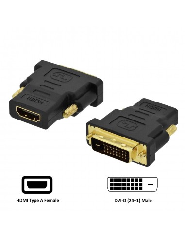 ADAPTADOR HDMI EWENT DVI-D 24+1 MACHO A HDMI HEMBRA NEGRO