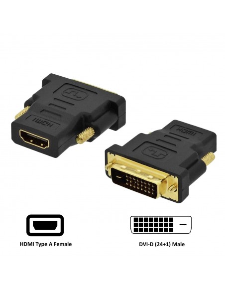 ADAPTADOR HDMI EWENT DVI-D 24+1 MACHO A HDMI HEMBRA NEGRO
