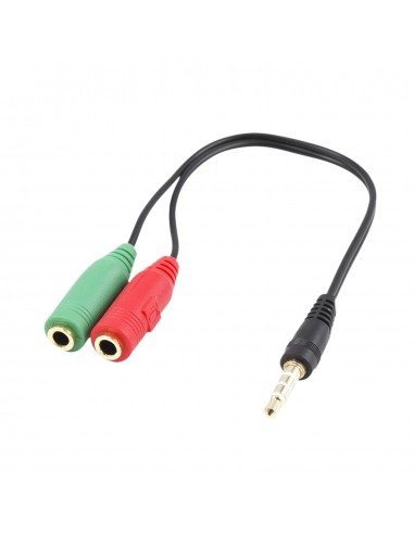 CABLE ADAPTADOR AUDIO EWENT JACK 3.5 MACHO A 2 JACK 3.5 HEMBRA 0,15m