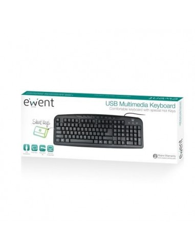 TECLADO USB EWENT MULIMEDIA PORTUGUES NEGRO