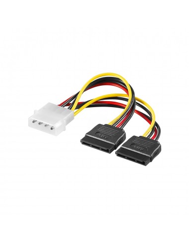 CABLE ALIMENTACION PC EWENT MACHO 5,25 PULGADAS A 2X SATA 0,13M