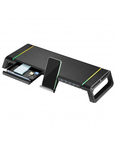 SOPORTE PLEGABLE MONITOR RGB CON CAJON SOPORTE PARA SMARTPHONE 4 PUERTOS.