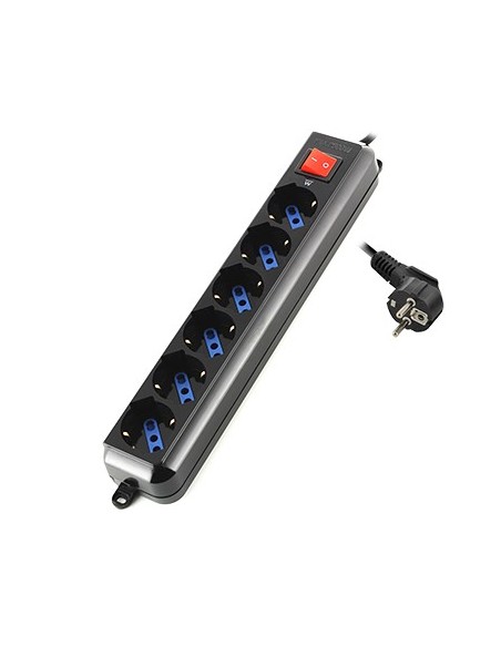 REGLETA EWENT 6 SALIDAS AC 1,5m NEGRO