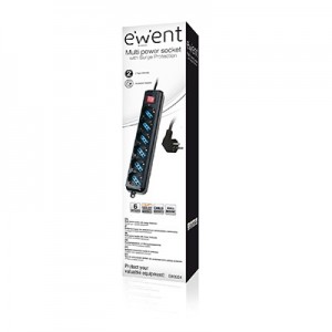 REGLETA EWENT 6 SALIDAS AC 1,5m NEGRO 2