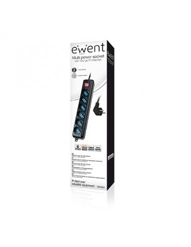 REGLETA EWENT 6 SALIDAS AC 1,5m NEGRO