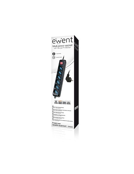 REGLETA EWENT 6 SALIDAS AC 1,5m NEGRO