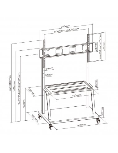 SOPORTE EWENT PARA TV MOVIL DE 55 A 120" Y 120KG