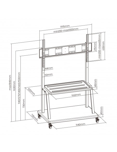 SOPORTE EWENT PARA TV MOVIL DE 55 A 120" Y 120KG