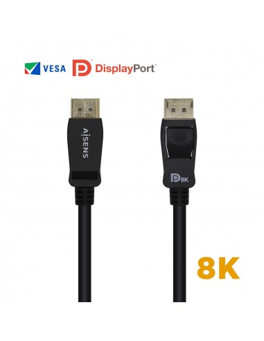 CABLE AISENS DISPLAYPORT CERTIFICADO V1.4 8K60HZ M M 2.0M NEGRO