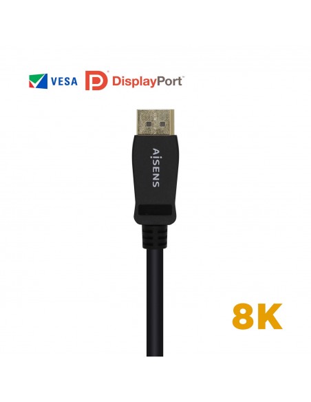 CABLE AISENS DISPLAYPORT CERTIFICADO V1.4 8K60HZ M M 2.0M NEGRO