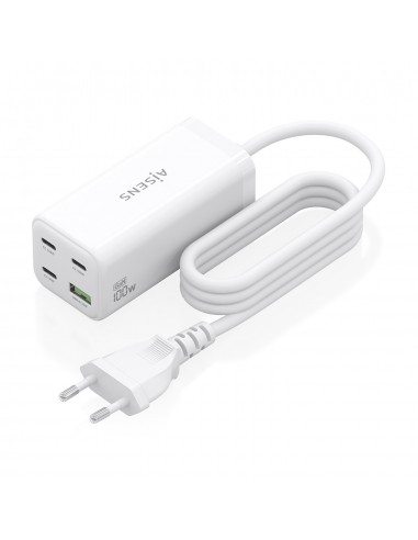 CARGADOR GAN AISENS SOBREMESA 100W 3XUSB-C PD3.0 QC4.0 QC5.0 USB-A QC3.0