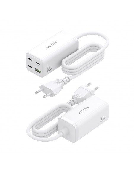 CARGADOR GAN AISENS SOBREMESA 100W 3XUSB-C PD3.0 QC4.0 QC5.0 USB-A QC3.0