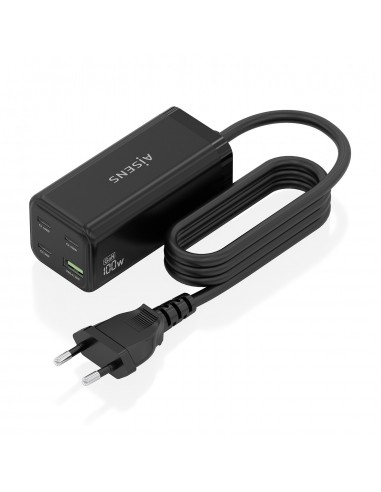 CARGADOR GAN AISENS SOBREMESA 100W 3XUSB-C PD3.0 QC4.0 QC5.0 USB-A QC3.0