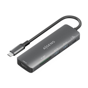 USB-C DOCK AISENS 6 EN 1 USB-C A HDMI 2XUSB-A USB-C PD 100W SD MICRO SD