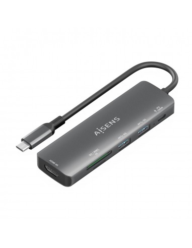 USB-C DOCK AISENS 6 EN 1 USB-C A HDMI 2XUSB-A USB-C PD 100W SD MICRO SD