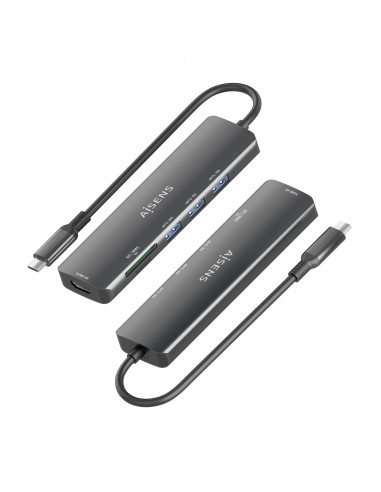 USB-C DOCK AISENS 6 EN 1 USB-C A 1XHDMI 3XUSB-A 1XSD 1XMICRO SD 15CM
