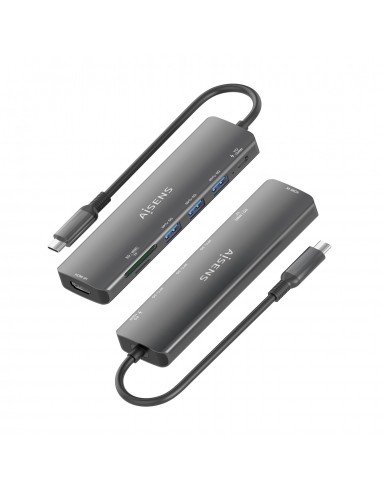 USB-C DOCK AISENS 7 EN 1 USB-C A HDMI 3XUSB-A USB-C PD 100W SD MICRO SD