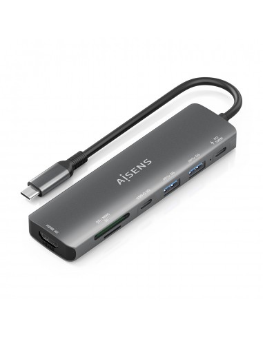 USB-C DOCK AISENS 7 EN 1 USB-C A HDMI 2XUSB-A USB-C PD 100W SD MICRO SD