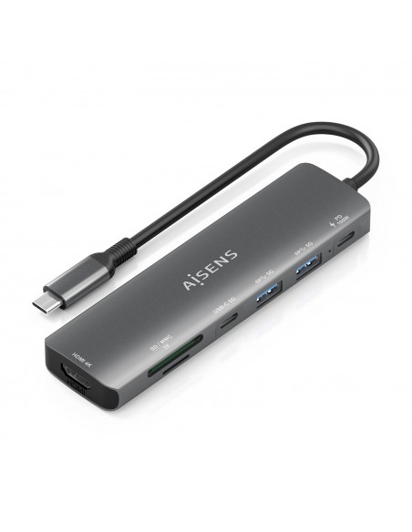 USB-C DOCK AISENS 7 EN 1 USB-C A HDMI 2XUSB-A USB-C PD 100W SD MICRO SD
