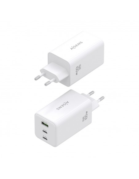 CARGADOR GAN AISENS 100W 2XUSB-C PD3.0 QC4.0 QC5.0 1XUSB-A QC3.0