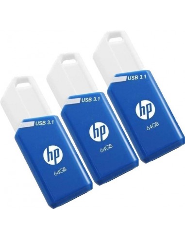 USB 3.1 HP 64GB X755W PACK DE 3 AZUL