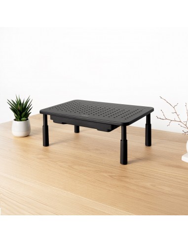 SOPORTE ELEVADOR PARA MONITORES CON CAJON NEGRO