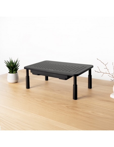 SOPORTE ELEVADOR PARA MONITORES CON CAJON NEGRO