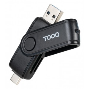 LECTOR TARJETAS TOOQ USB-C 2.0+USB-A 3.0 SD TF NEGRO