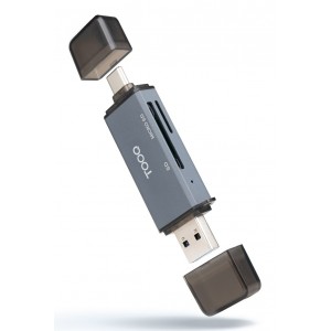 LECTOR TARJETAS TOOQ USB 3.0 (USB-C+USB-A) SD TF GRIS