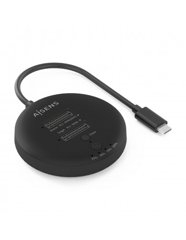 ESTACION DOCKING AISENS DOBLE BAHIA NVME USB 3.2 GEN2X2 CLONE NEGRO